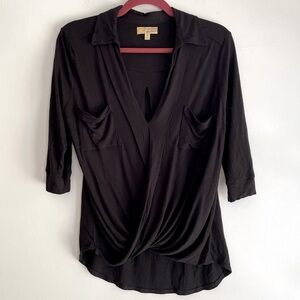 Vera Wang 3/4 Sleeve Wrap Knit Shirt Size M